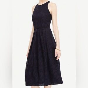 Ann Taylor Petite Navy Sleeveless Eyelet Midi Dress
